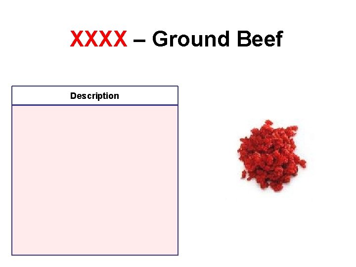 XXXX – Ground Beef Description XXXX – Ground Beef Description