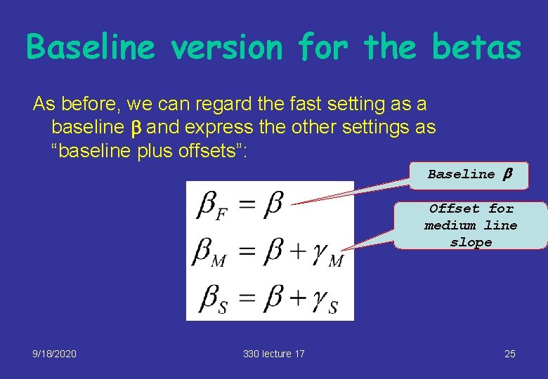 Baseline version for the betas As before, we can regard the fast setting as Baseline version for the betas As before, we can regard the fast setting as