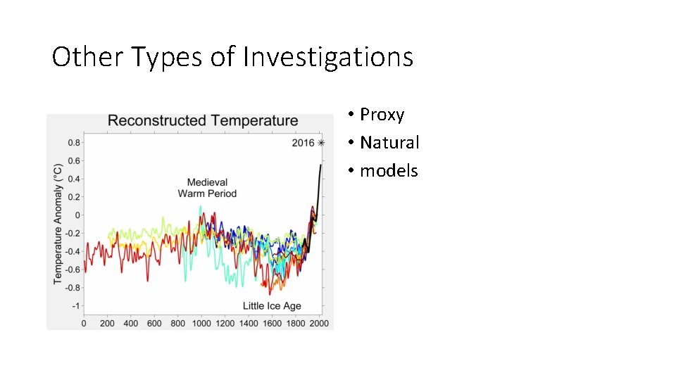 Other Types of Investigations • Proxy • Natural • models 