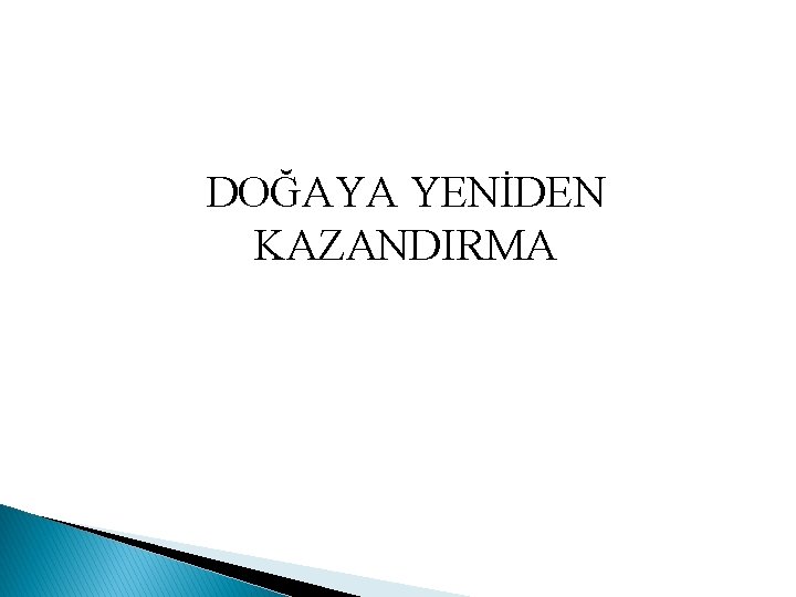 DOĞAYA YENİDEN KAZANDIRMA 