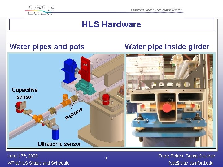 HLS Hardware Water pipes and pots Water pipe inside girder Capacitive sensor s ow