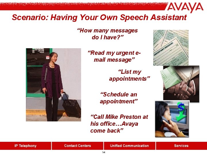 Scenario: Having Your Own Speech Assistant “How many messages do I have? ” “Read Scenario: Having Your Own Speech Assistant “How many messages do I have? ” “Read