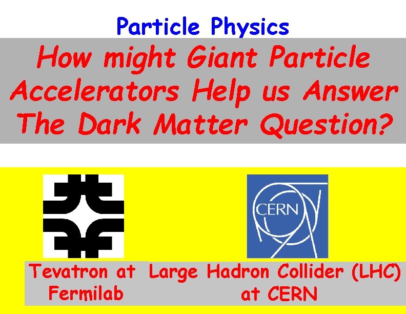 Particle Physics How might Giant Particle Accelerators Help us Answer The Dark Matter Question?