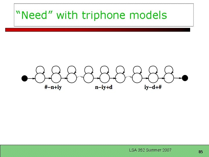 “Need” with triphone models LSA 352 Summer 2007 85 