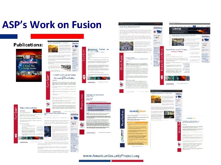 ASP’s Work on Fusion Publications: 