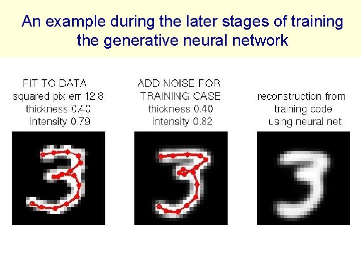 An example during the later stages of training the generative neural network 