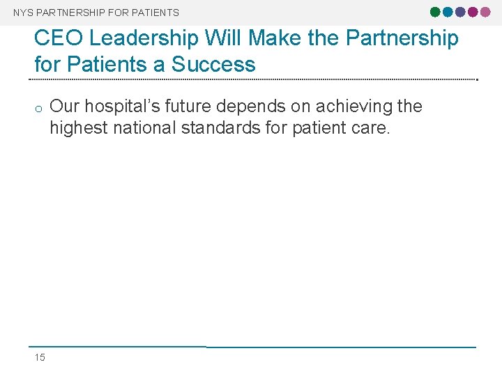 NYS PARTNERSHIP FOR PATIENTS CEO Leadership Will Make the Partnership for Patients a Success NYS PARTNERSHIP FOR PATIENTS CEO Leadership Will Make the Partnership for Patients a Success