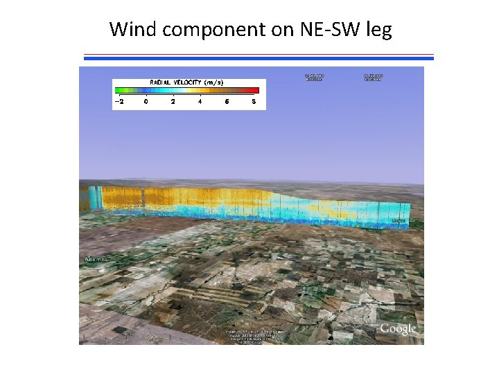 Wind component on NE-SW leg 