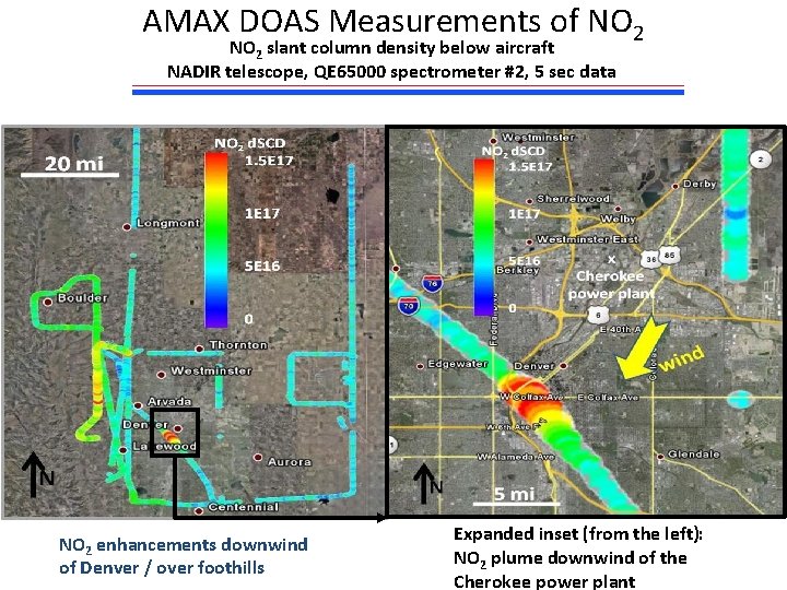 AMAX DOAS Measurements of NO 2 slant column density below aircraft NADIR telescope, QE