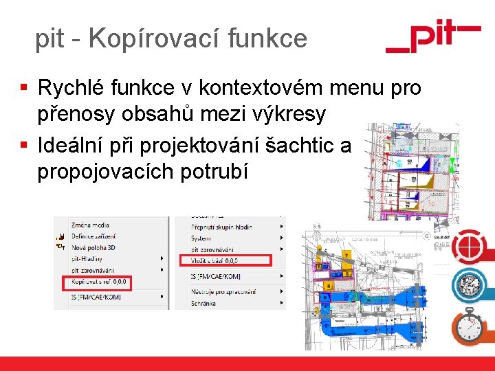 pit - Kopírovací funkce § Rychlé funkce v kontextovém menu pro přenosy obsahů mezi