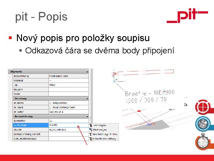 pit - Popis § Nový popis pro položky soupisu § Odkazová čára se dvěma
