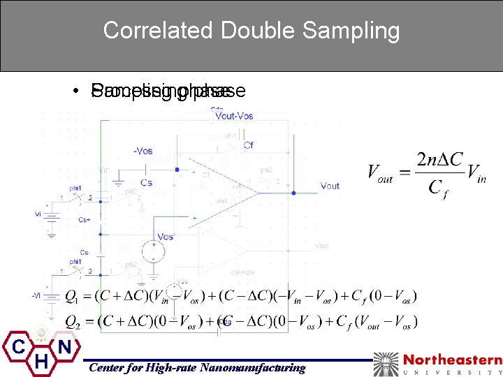 Correlated Double Sampling • Processing Sampling phase Center for High-rate Nanomanufacturing 