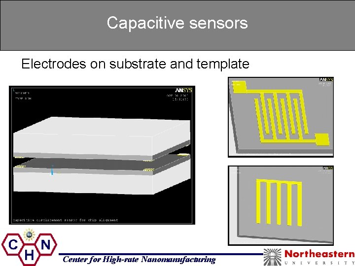 Capacitive sensors Electrodes on substrate and template Center for High-rate Nanomanufacturing 