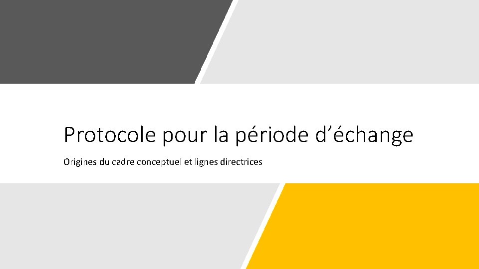 Protocole pour la période d’échange Origines du cadre conceptuel et lignes directrices 