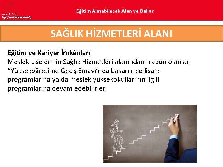 KOCAELİ – İZMİT İLÇE MİLLî EĞİTİM MÜDÜRLÜĞÜ Eğitim Alınabilecek Alan ve Dallar SAĞLIK HİZMETLERİ