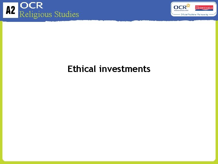 Religious Studies Ethical investments 