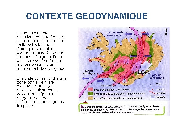 CONTEXTE GEODYNAMIQUE La dorsale médio atlantique est une frontière de plaque: elle marque la