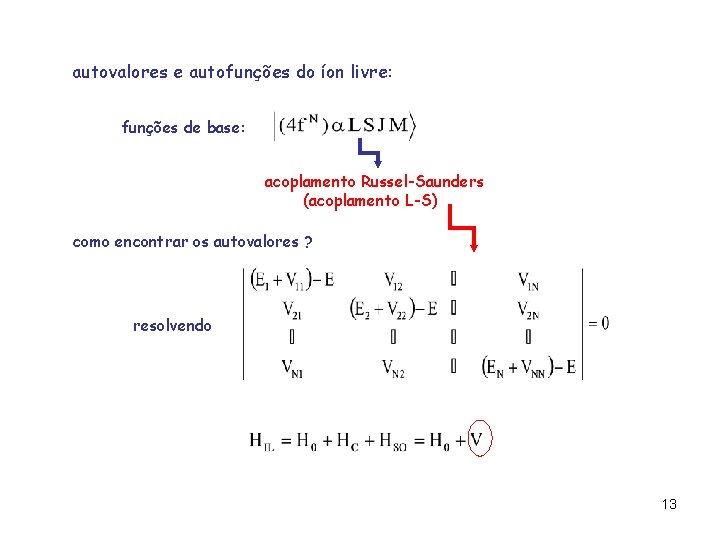autovalores e autofunções do íon livre: funções de base: acoplamento Russel-Saunders (acoplamento L-S) como autovalores e autofunções do íon livre: funções de base: acoplamento Russel-Saunders (acoplamento L-S) como