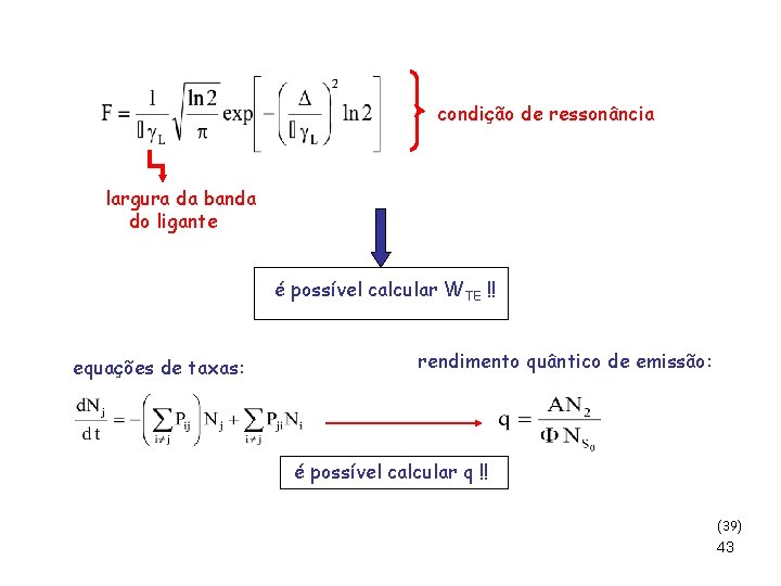 condição de ressonância largura da banda do ligante é possível calcular WTE !! equações condição de ressonância largura da banda do ligante é possível calcular WTE !! equações