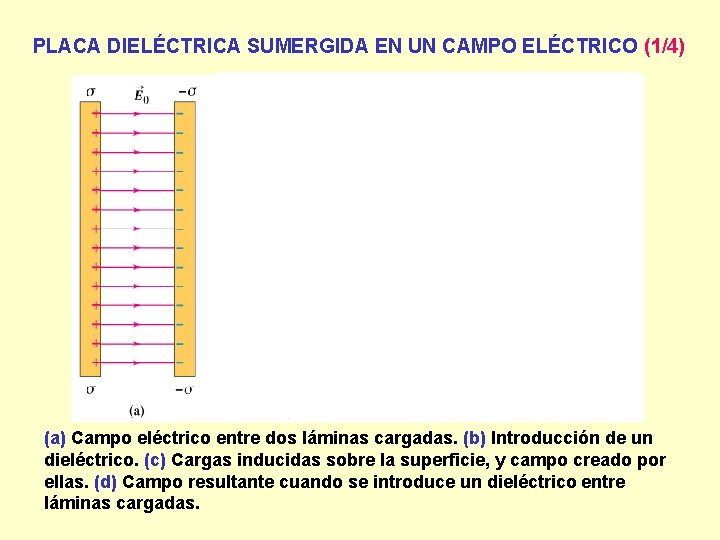 PLACA DIELÉCTRICA SUMERGIDA EN UN CAMPO ELÉCTRICO (1/4) (a) Campo eléctrico entre dos láminas