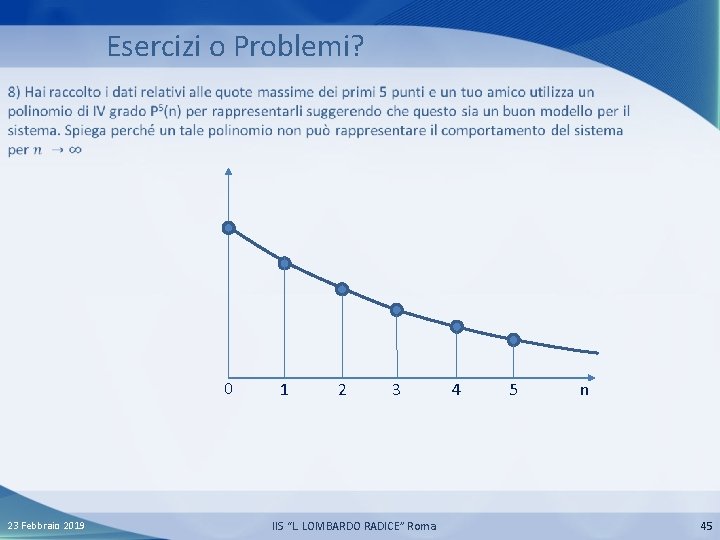 Esercizi o Problemi? 0 23 Febbraio 2019 1 2 3 IIS “L. LOMBARDO RADICE”