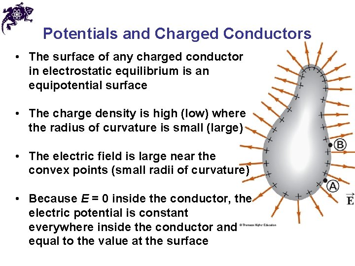 Potentials and Charged Conductors • The surface of any charged conductor in electrostatic equilibrium