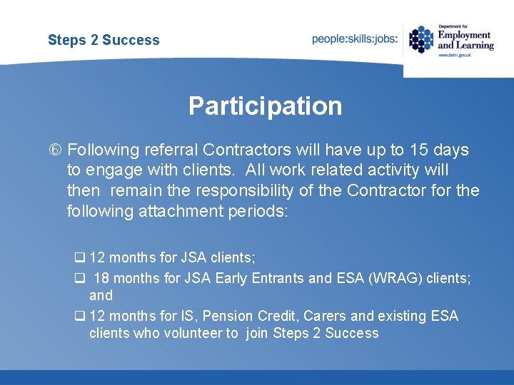 Steps 2 Success Participation Following referral Contractors will have up to 15 days to Steps 2 Success Participation Following referral Contractors will have up to 15 days to