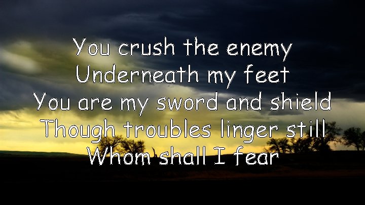 You crush the enemy Underneath my feet You are my sword and shield Though