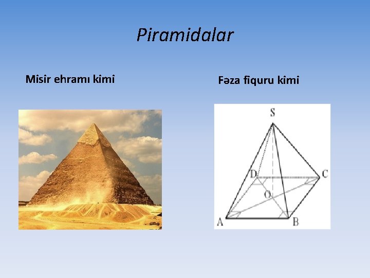 Piramidalar Misir ehramı kimi Fəza fiquru kimi 