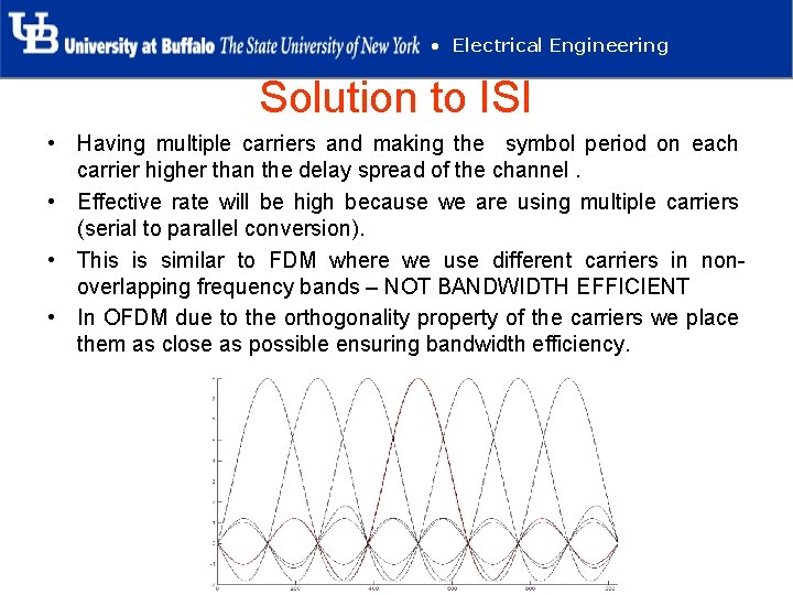  • Electrical Engineering Solution to ISI • Having multiple carriers and making the