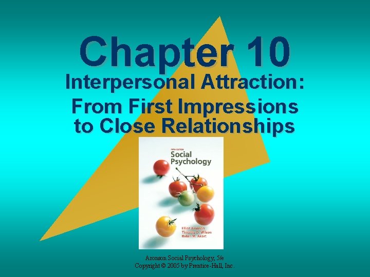 Chapter 10 Interpersonal Attraction: From First Impressions to Close Relationships Aronson Social Psychology, 5/e