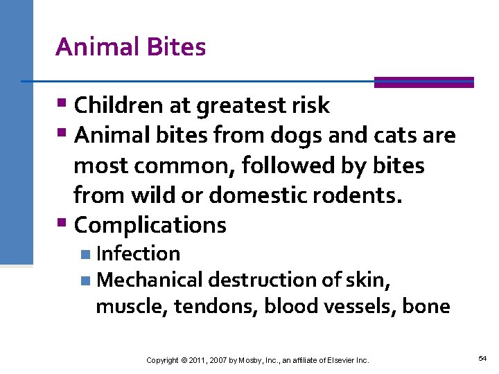 Animal Bites § Children at greatest risk § Animal bites from dogs and cats