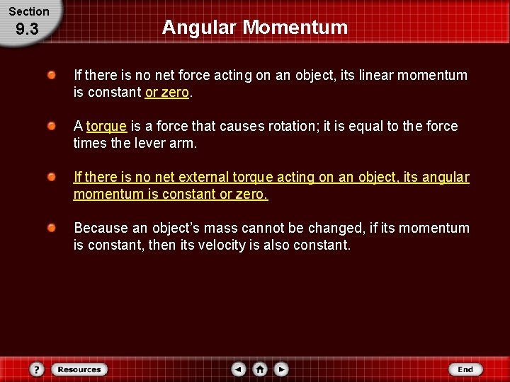 Section 9. 3 Angular Momentum If there is no net force acting on an Section 9. 3 Angular Momentum If there is no net force acting on an