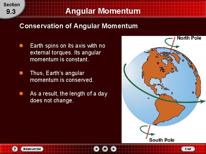 Section 9. 3 Angular Momentum Conservation of Angular Momentum Earth spins on its axis Section 9. 3 Angular Momentum Conservation of Angular Momentum Earth spins on its axis