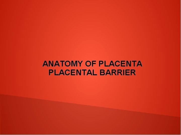 ANATOMY OF PLACENTAL BARRIER 