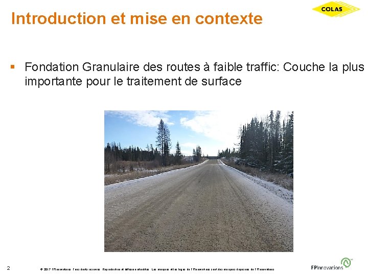 Introduction et mise en contexte § Fondation Granulaire des routes à faible traffic: Couche