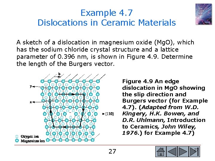 Example 4. 7 Dislocations in Ceramic Materials A sketch of a dislocation in magnesium Example 4. 7 Dislocations in Ceramic Materials A sketch of a dislocation in magnesium