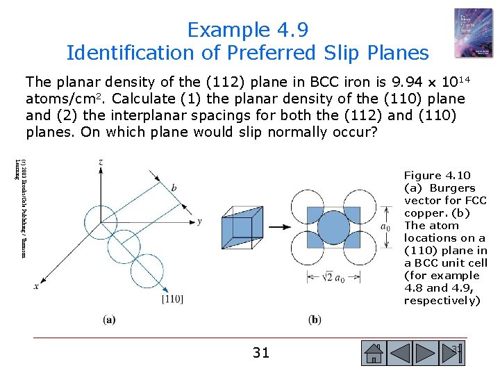 Example 4. 9 Identification of Preferred Slip Planes The planar density of the (112) Example 4. 9 Identification of Preferred Slip Planes The planar density of the (112)