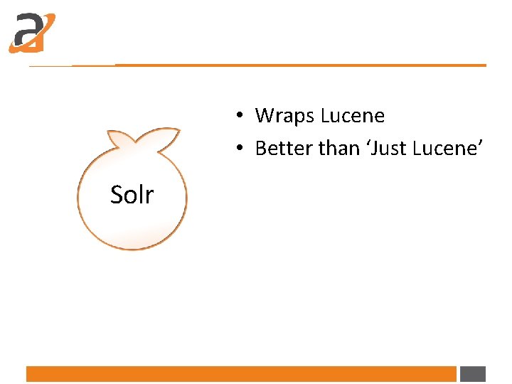  • Wraps Lucene • Better than ‘Just Lucene’ Solr 