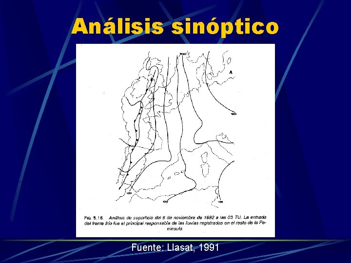 Análisis sinóptico Fuente: Llasat, 1991 