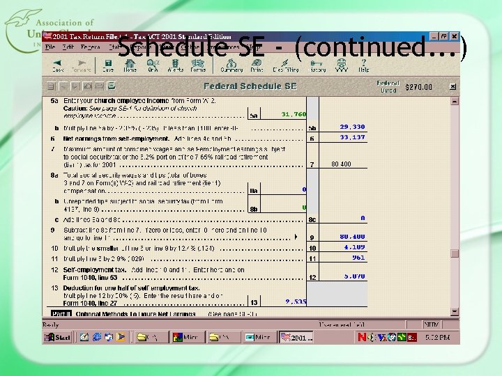 Schedule SE - (continued. . . ) 