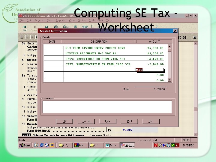 Computing SE Tax Worksheet 