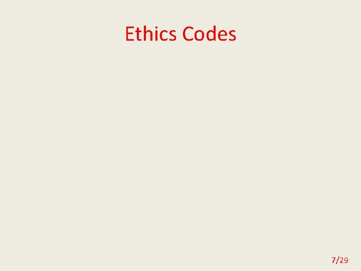 Ethics Codes 7/29 