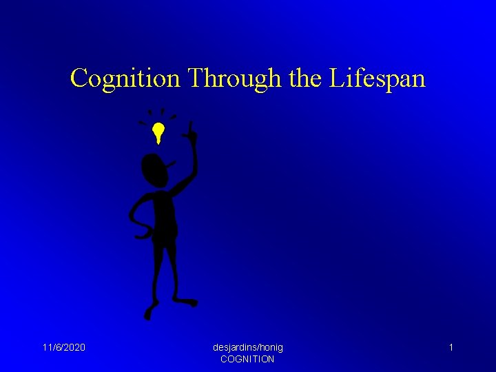 Cognition Through the Lifespan 11/6/2020 desjardins/honig COGNITION 1 