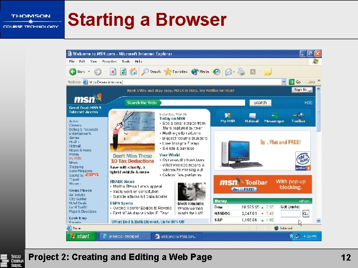 Starting a Browser Project 2: Creating and Editing a Web Page 12 