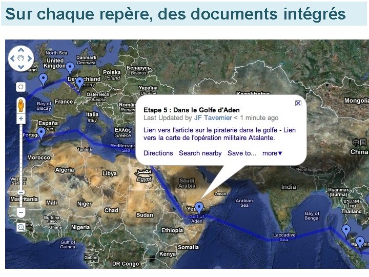 Sur chaque repère, des documents intégrés 