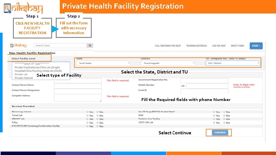 Private Health Facility Registration Step 1 Step 2 Click NEW HEALTH FACILITY REGISTRATION Fill