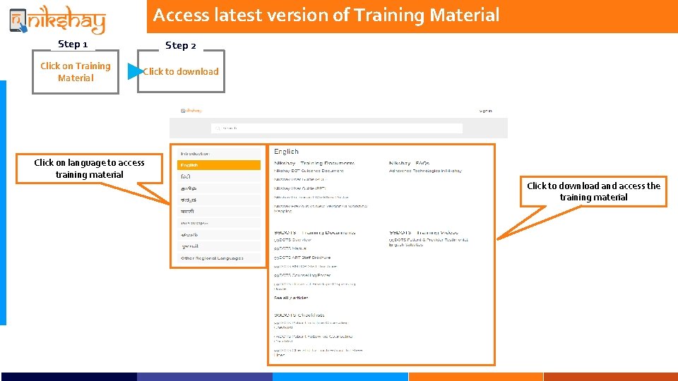 Access latest version of Training Material Step 1 Step 2 Click on Training Material