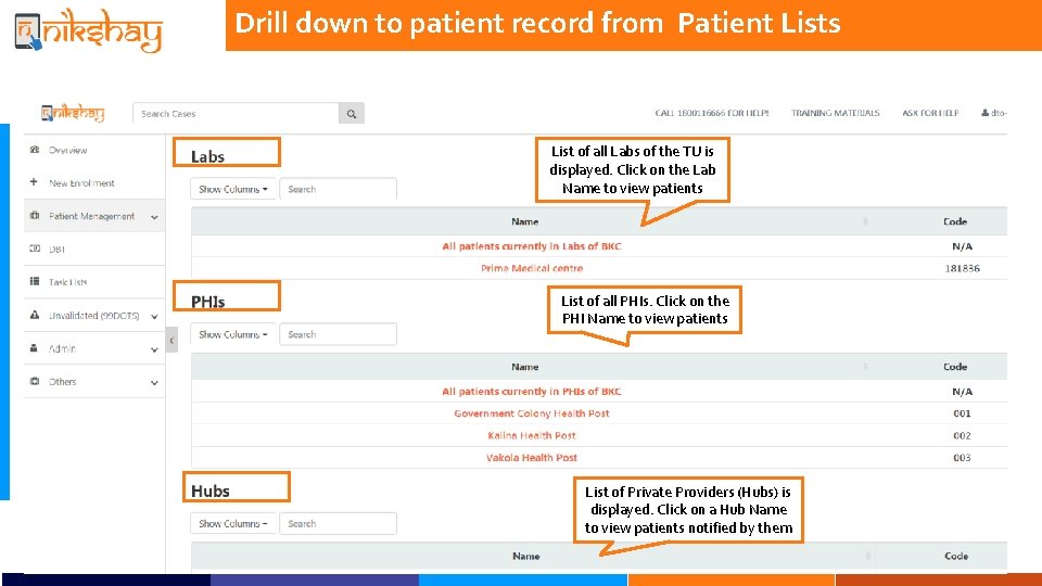 Drill down to patient record from Patient Lists List of all Labs of the