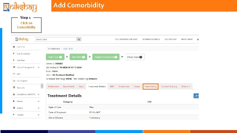 Add Comorbidity Step 1 Click on Comorbidity 